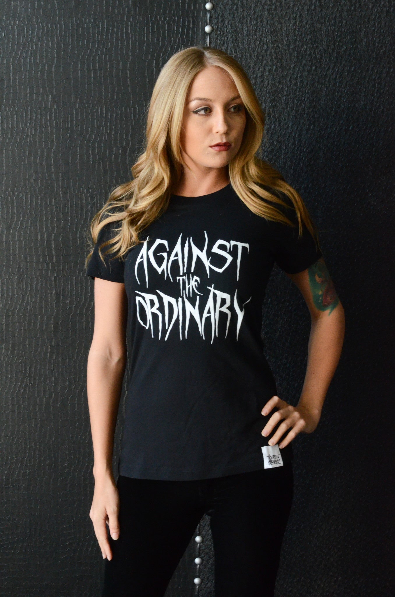 Against the Ordinary Print Short Sleeve Women's Tee with METAL Design